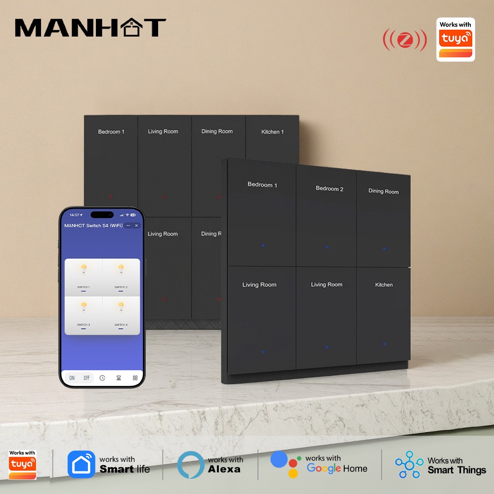 Smart Home Display - Manhot DIY Name Switch Zigbee Smart