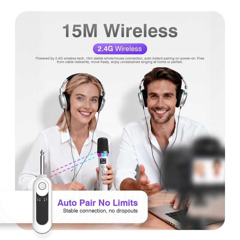 Smart Home Display - 2.4G Wireless Dynamic Microphone with Real-Time