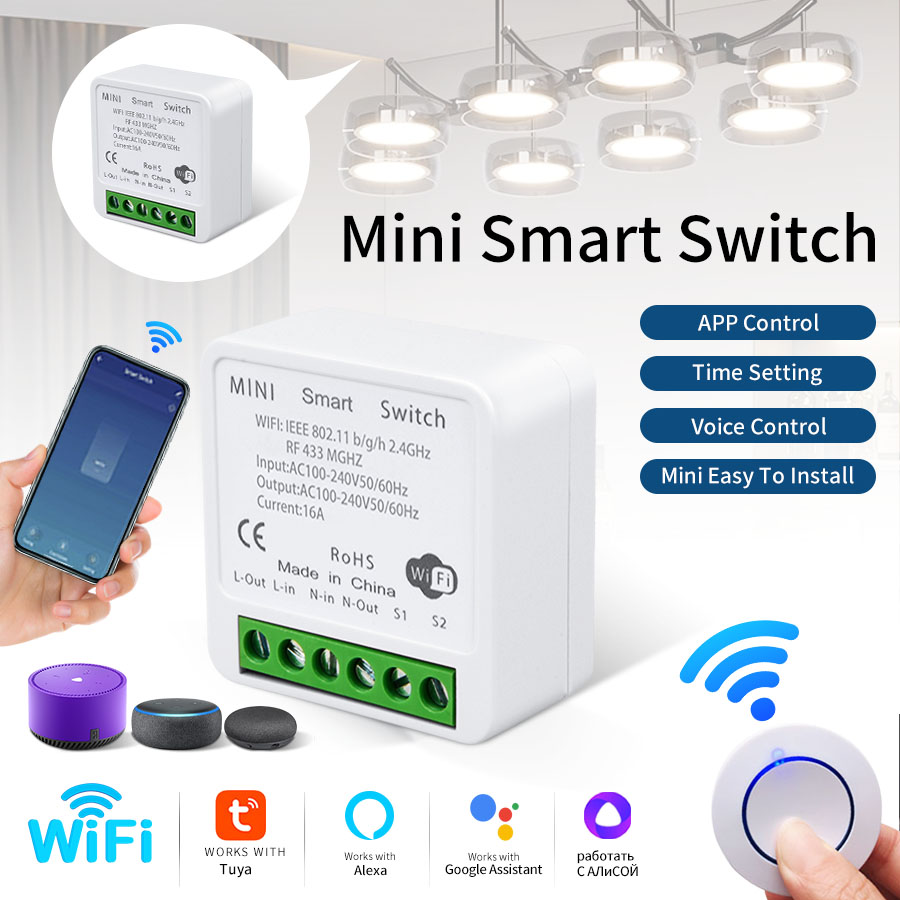 Smart Home Control Panel - RF433Mhz 16A/20A Tuya WiFi Smart Switch
