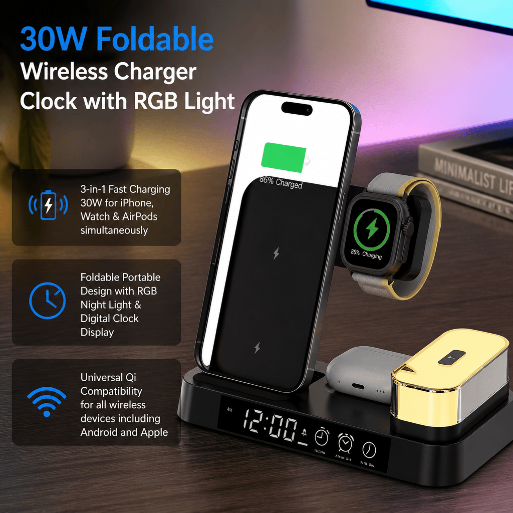 3 In 1 Foldable Wireless Charg - огляд і ціна Smart Night Light